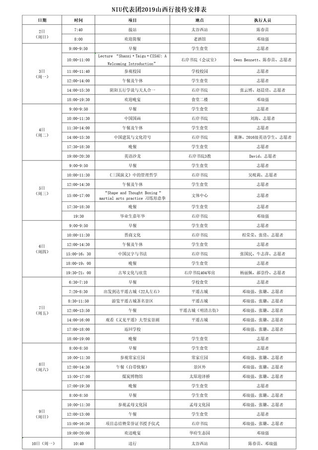 关于组织开展远景学院2019年NIU国际交流代表团来访志愿者招募通知